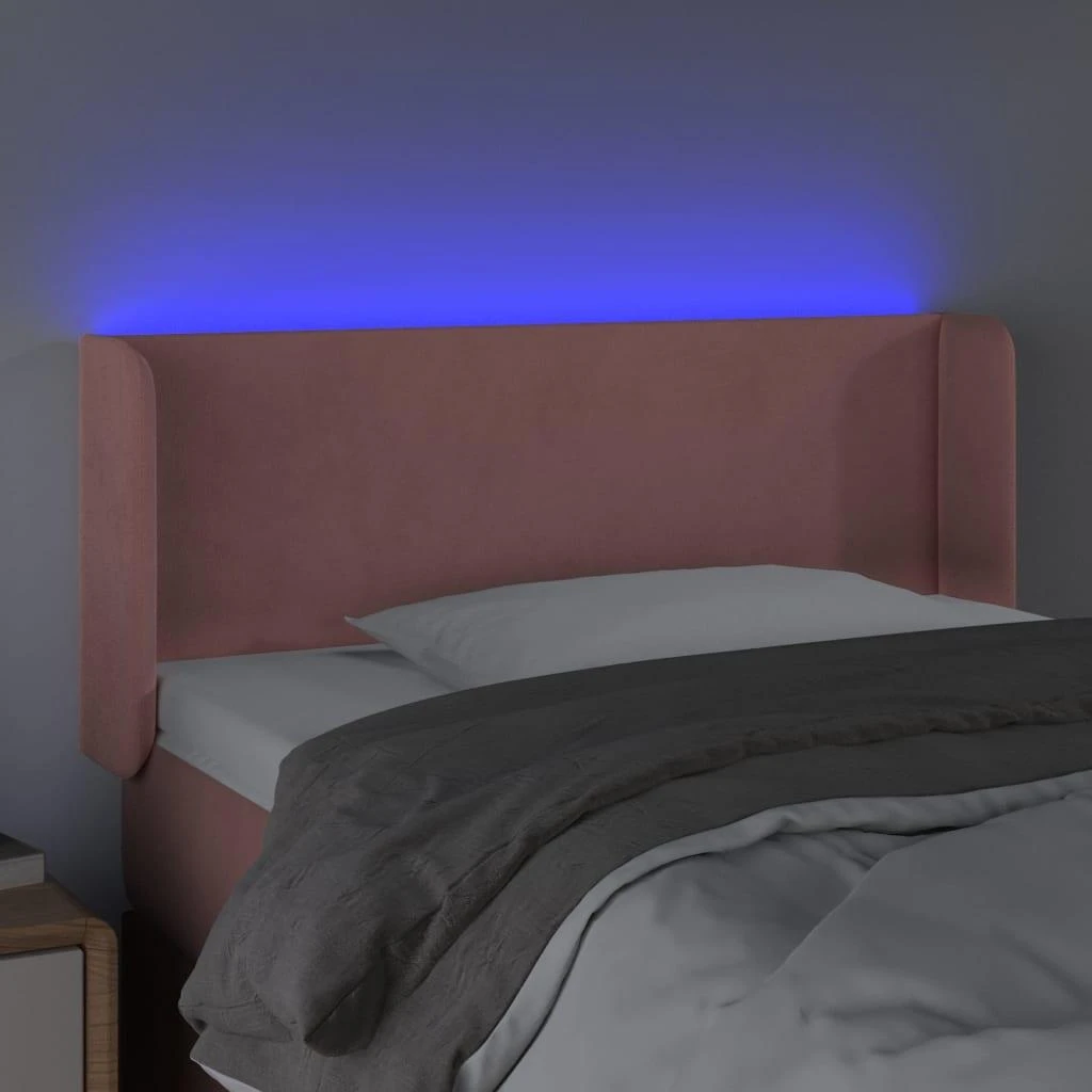 Galvūgalis su LED, rožinės spalvos, 83x16x78/88cm, aksomas
