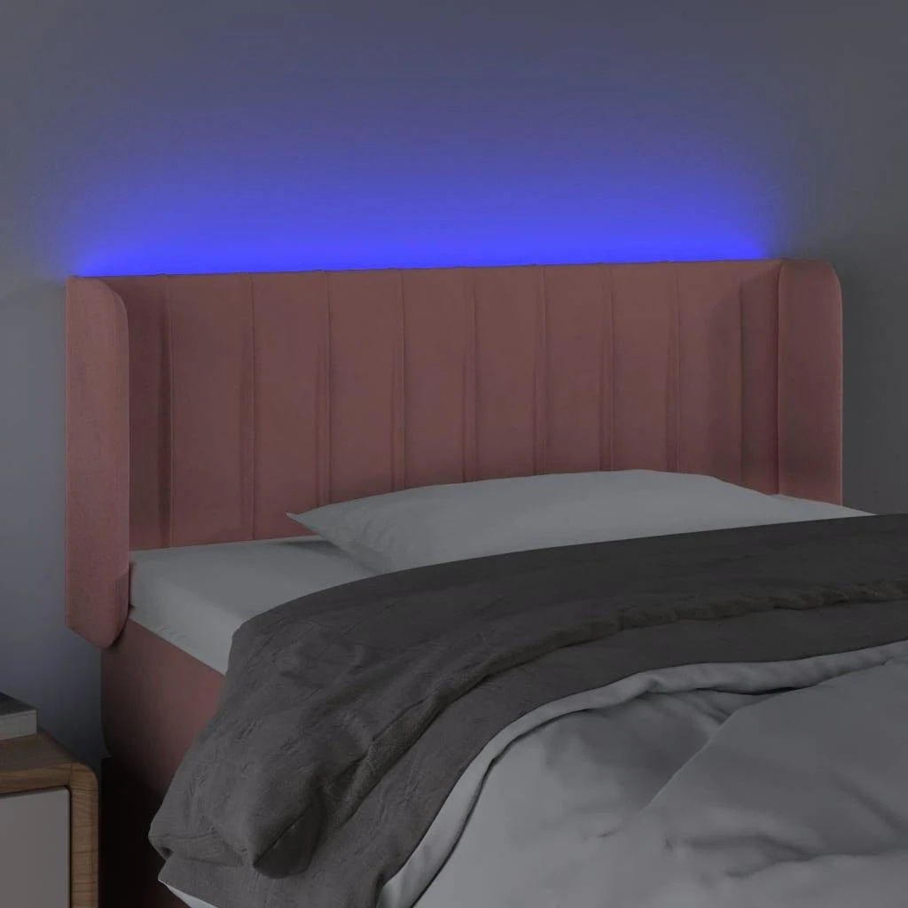 Galvūgalis su LED, rožinės spalvos, 83x16x78/88cm, aksomas