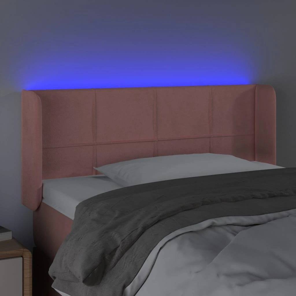 Galvūgalis su LED, rožinės spalvos, 83x16x78/88cm, aksomas