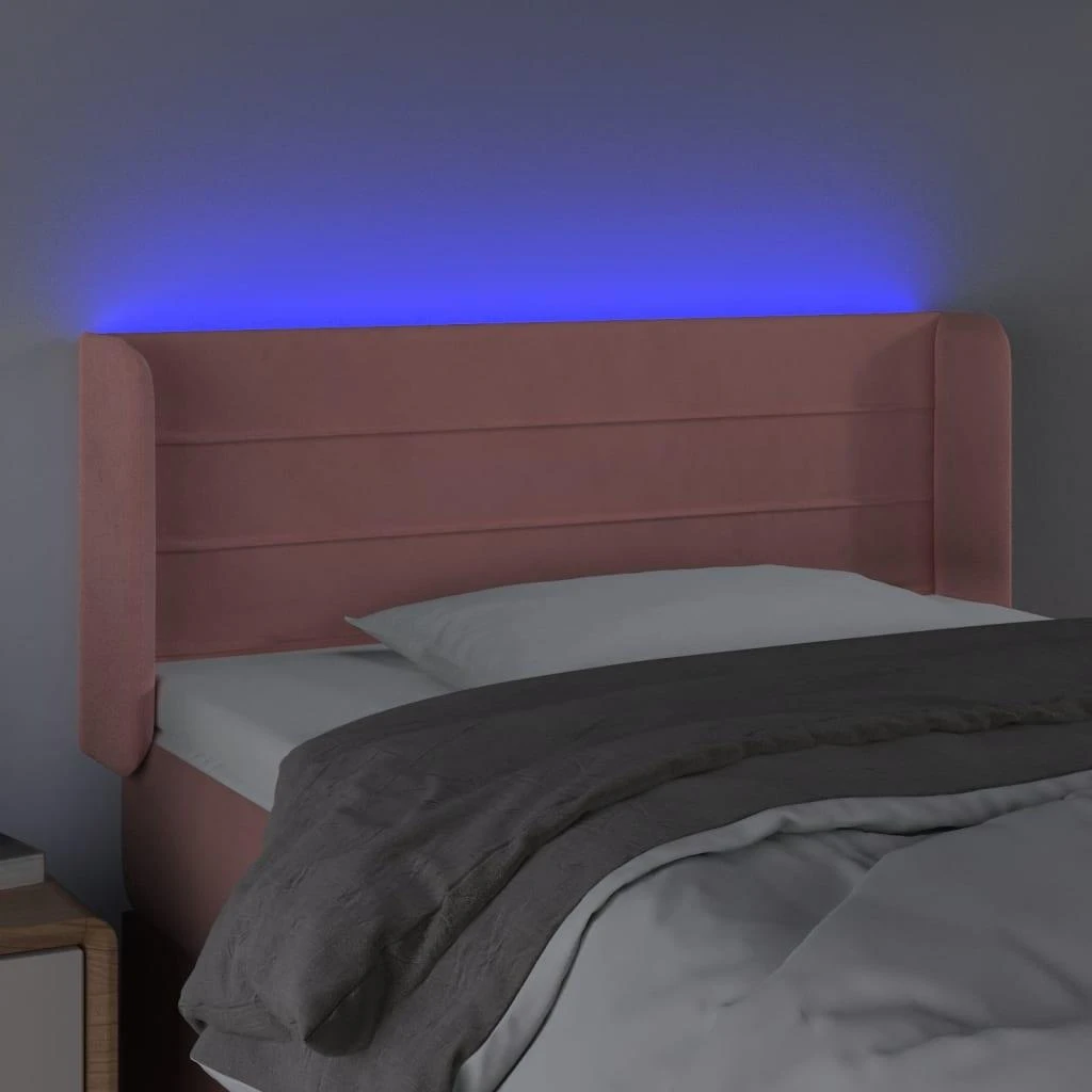 Galvūgalis su LED, rožinės spalvos, 83x16x78/88cm, aksomas