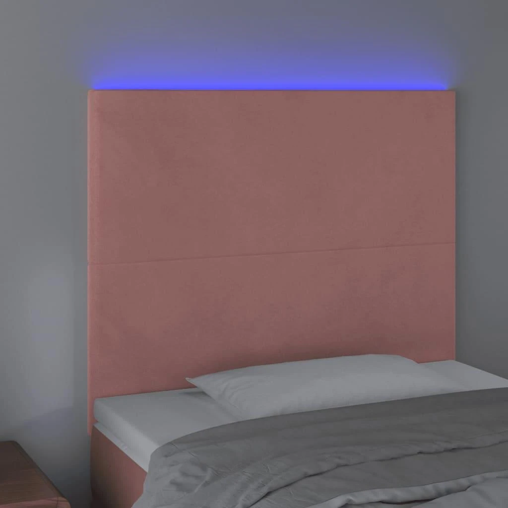 Galvūgalis su LED, rožinės spalvos, 90x5x118/128cm, aksomas