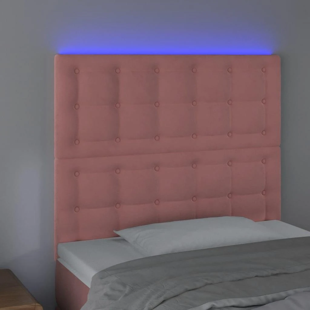 Galvūgalis su LED, rožinės spalvos, 90x5x118/128cm, aksomas