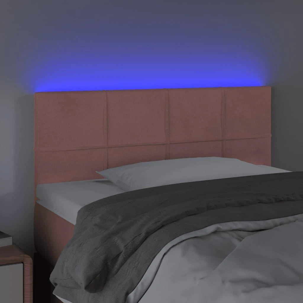 Galvūgalis su LED, rožinės spalvos, 90x5x78/88cm, aksomas