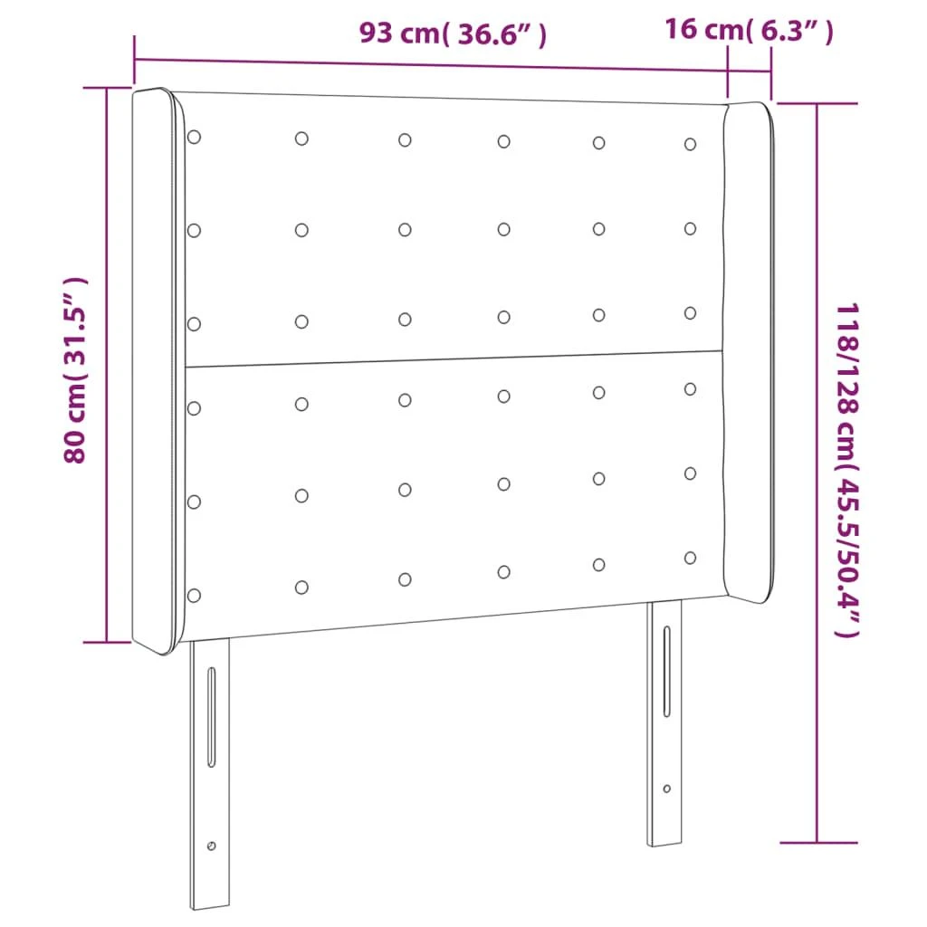 Galvūgalis su LED, rožinės spalvos, 93x16x118/128cm, aksomas