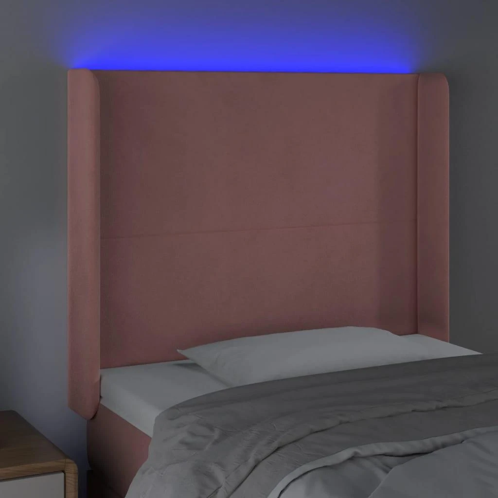Galvūgalis su LED, rožinės spalvos, 93x16x118/128cm, aksomas