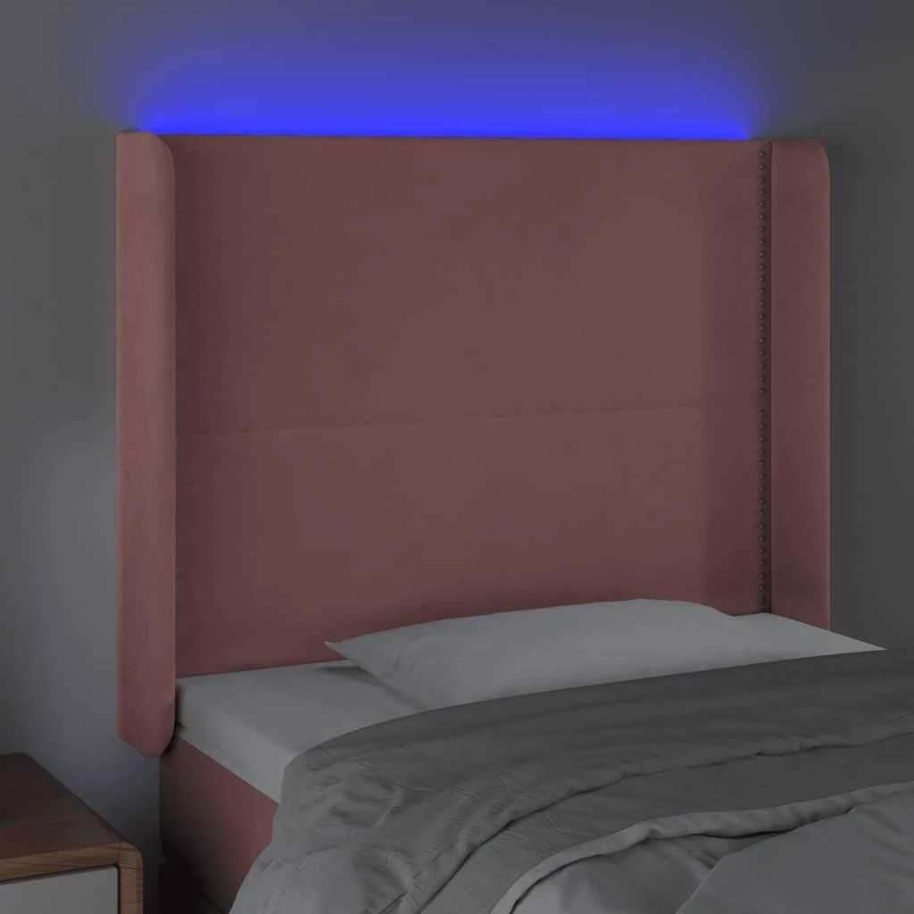 Galvūgalis su LED, rožinės spalvos, 93x16x118/128cm, aksomas