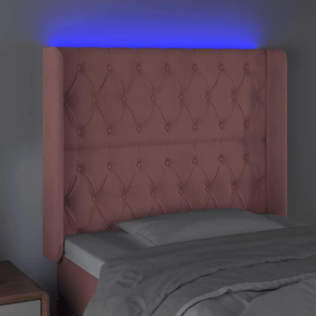 Galvūgalis su LED, rožinės spalvos, 93x16x118/128cm, aksomas