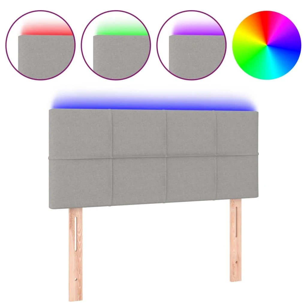 Galvūgalis su LED, šviesiai pilkas, 100x5x78/88cm, audinys