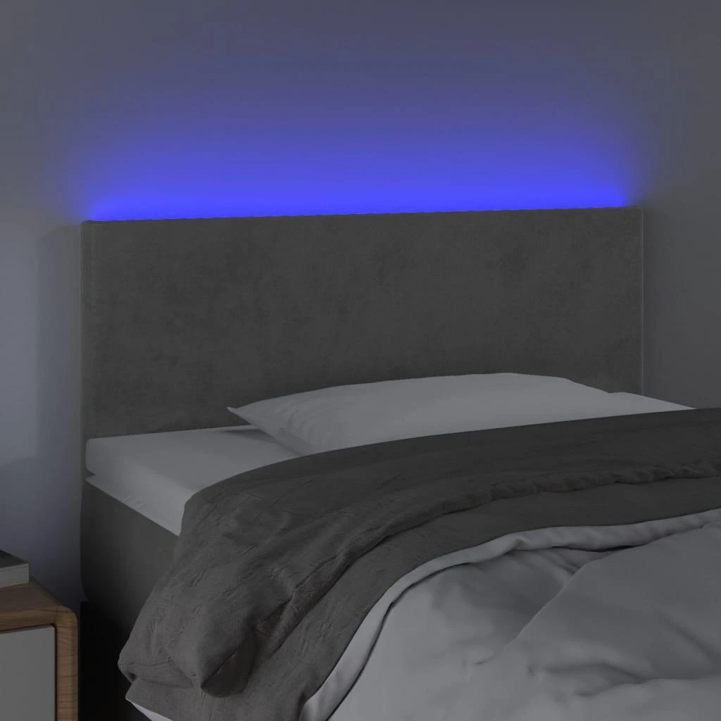 Galvūgalis su LED, šviesiai pilkas, 100x5x78/88cm, aksomas