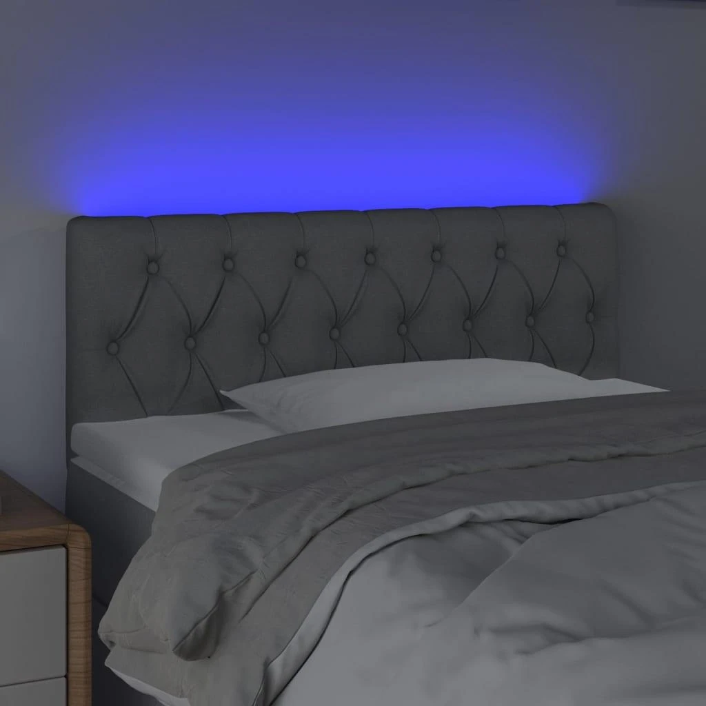 Galvūgalis su LED, šviesiai pilkas, 100x7x78/88cm, audinys