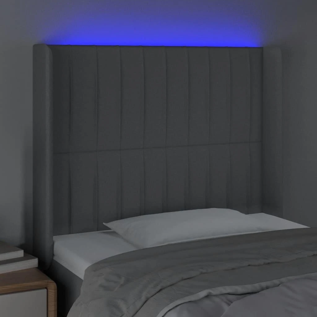 Galvūgalis su LED, šviesiai pilkas, 103x16x118/128cm, audinys