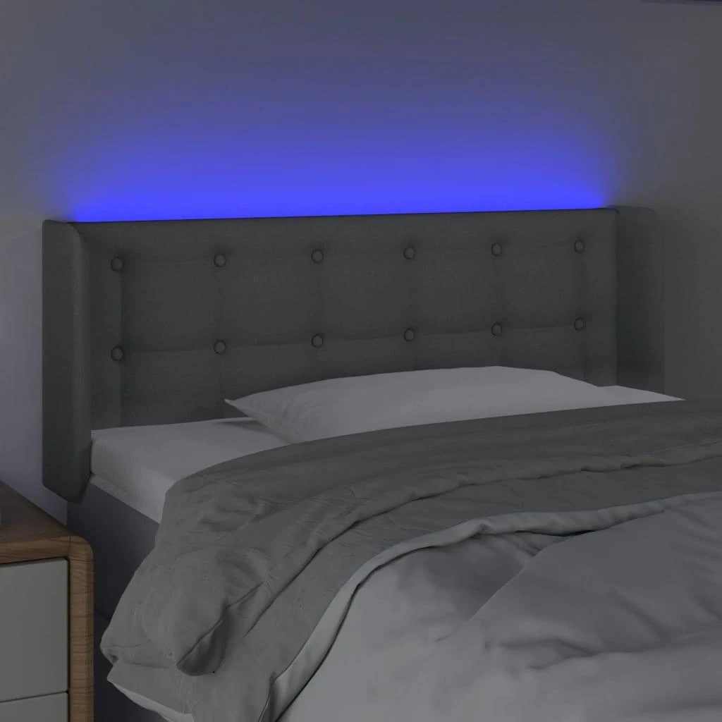 Galvūgalis su LED, šviesiai pilkas, 103x16x78/88cm, audinys