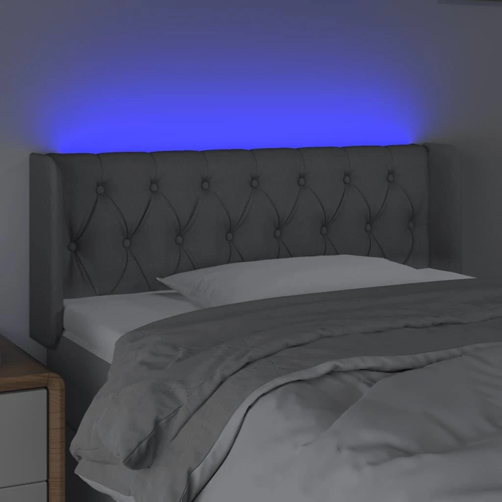 Galvūgalis su LED, šviesiai pilkas, 103x16x78/88cm, audinys