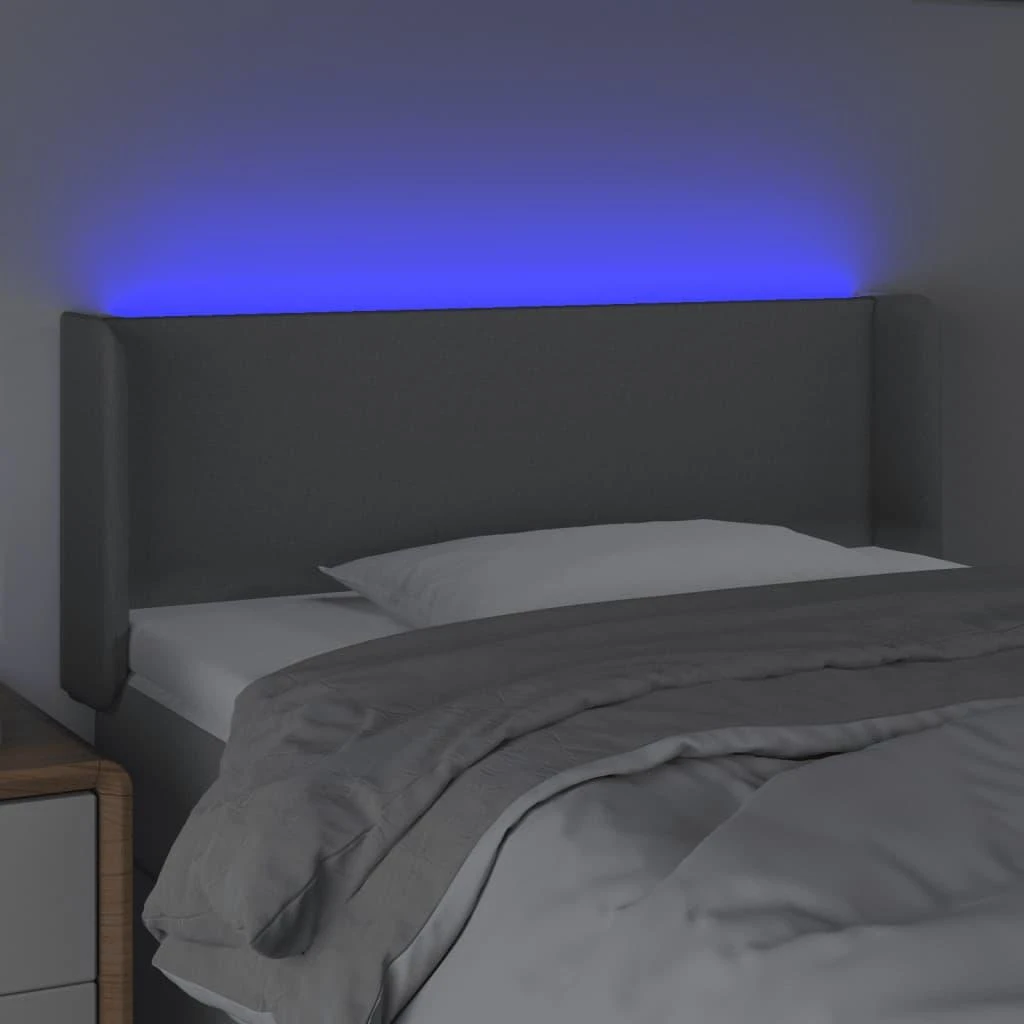 Galvūgalis su LED, šviesiai pilkas, 103x16x78/88cm, audinys