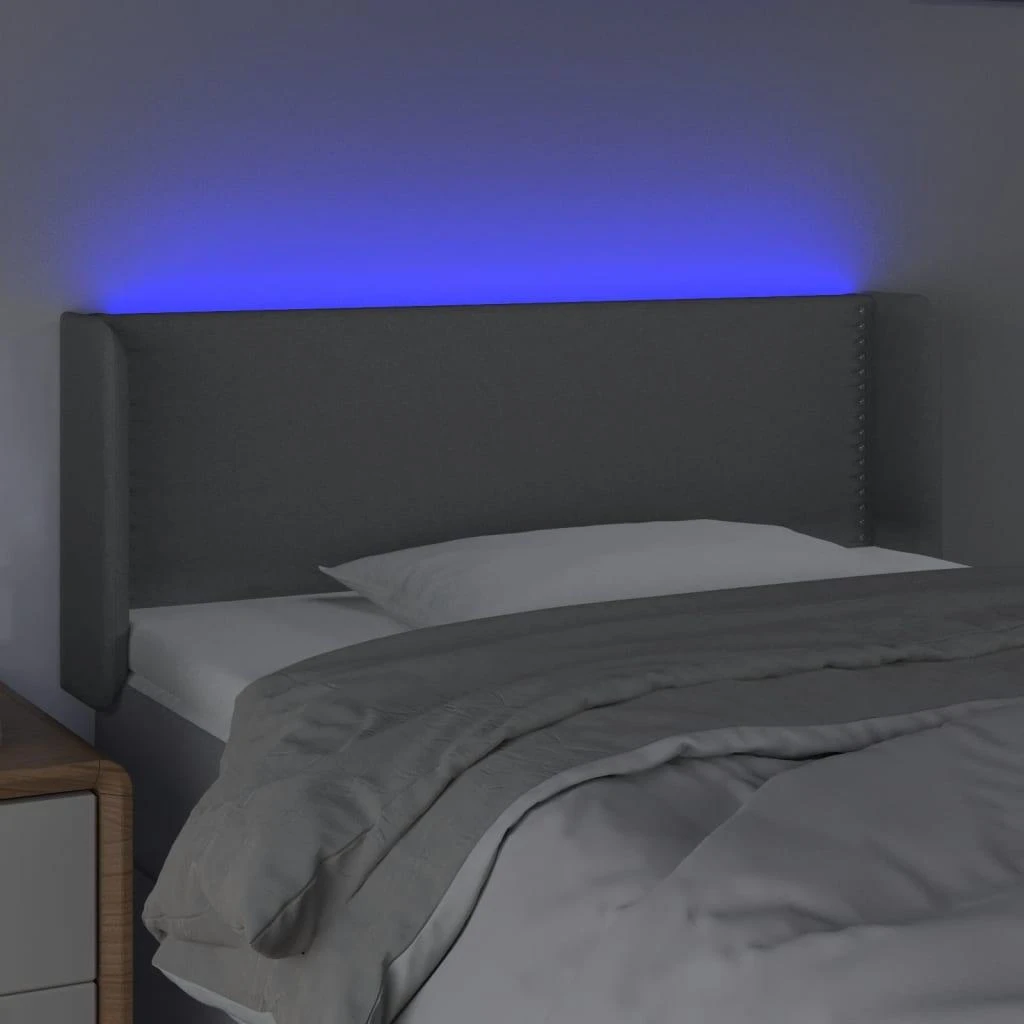 Galvūgalis su LED, šviesiai pilkas, 103x16x78/88cm, audinys