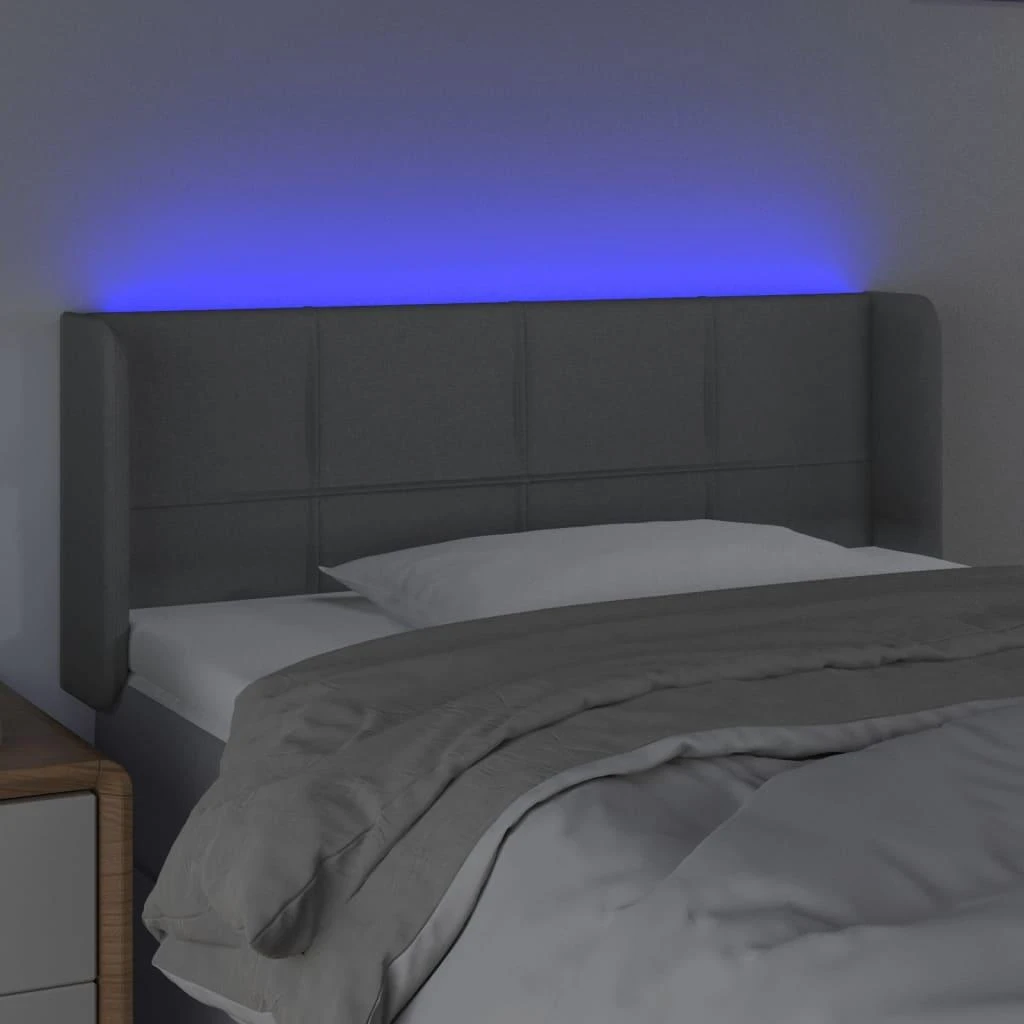 Galvūgalis su LED, šviesiai pilkas, 103x16x78/88cm, audinys