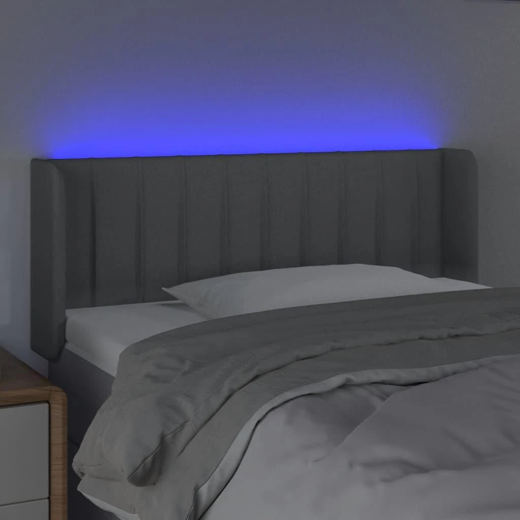 Galvūgalis su LED, šviesiai pilkas, 103x16x78/88cm, audinys