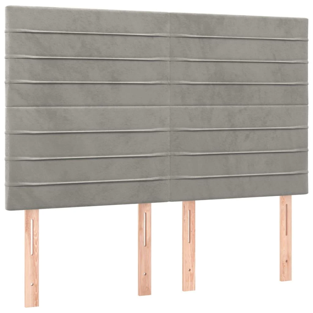 Galvūgalis su LED, šviesiai pilkas, 144x5x118/128cm, aksomas