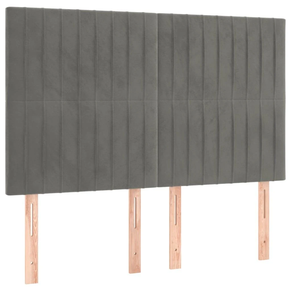 Galvūgalis su LED, šviesiai pilkas, 144x5x118/128cm, aksomas