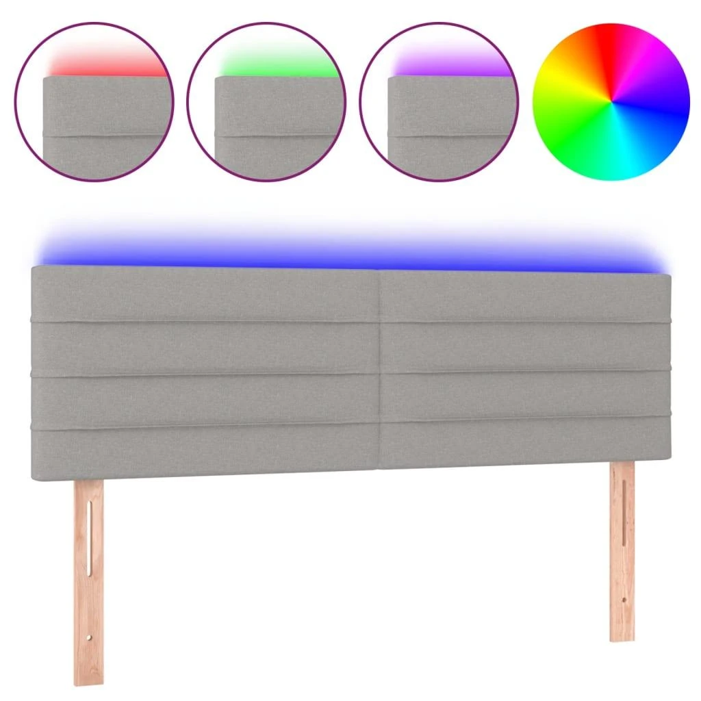 Galvūgalis su LED, šviesiai pilkas, 144x5x78/88cm, audinys