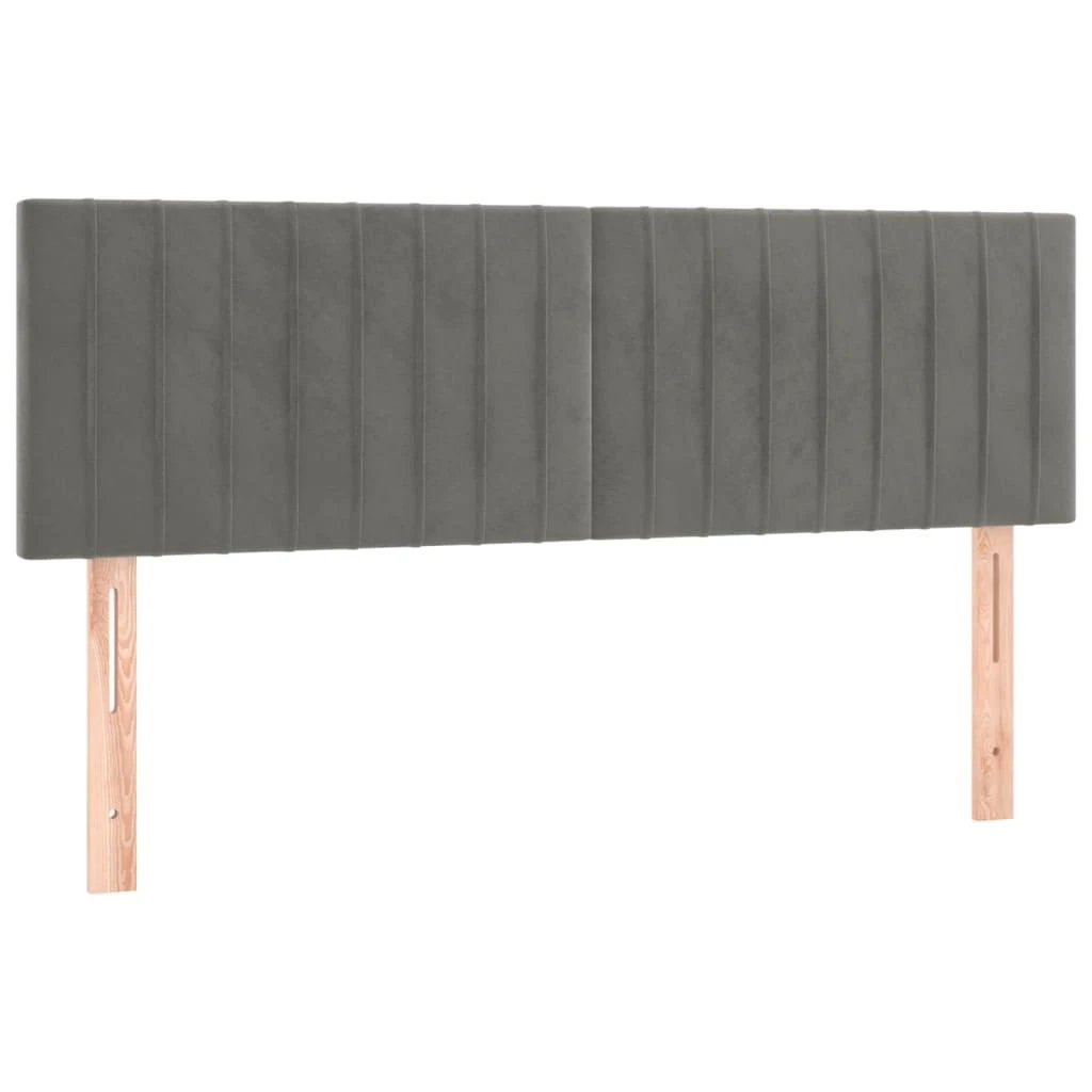 Galvūgalis su LED, šviesiai pilkas, 144x5x78/88cm, aksomas