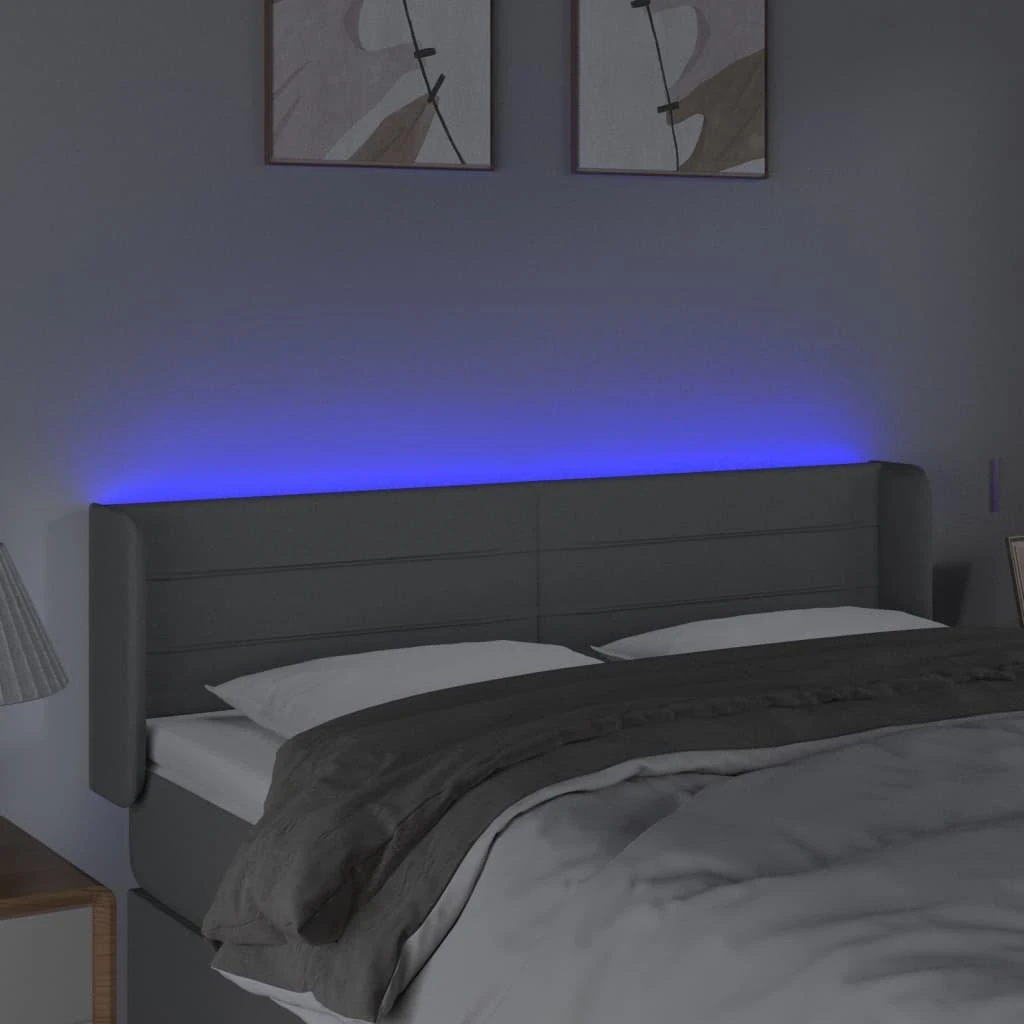 Galvūgalis su LED, šviesiai pilkas, 147x16x78/88cm, audinys