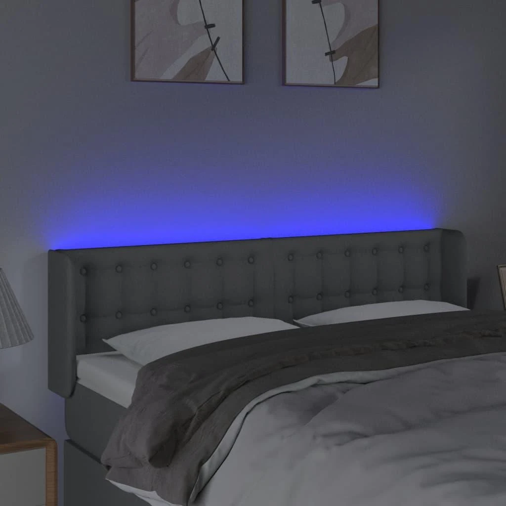 Galvūgalis su LED, šviesiai pilkas, 147x16x78/88cm, audinys