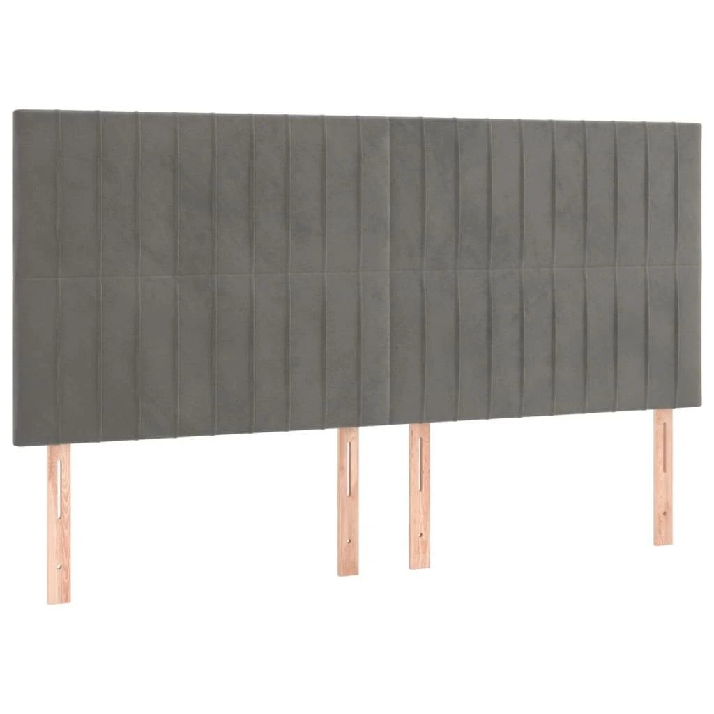 Galvūgalis su LED, šviesiai pilkas, 160x5x118/128cm, aksomas