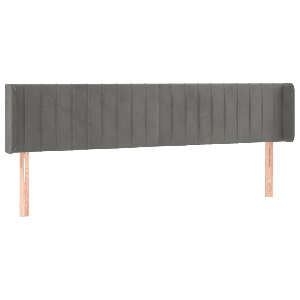 Galvūgalis su LED, šviesiai pilkas, 163x16x78/88cm, aksomas