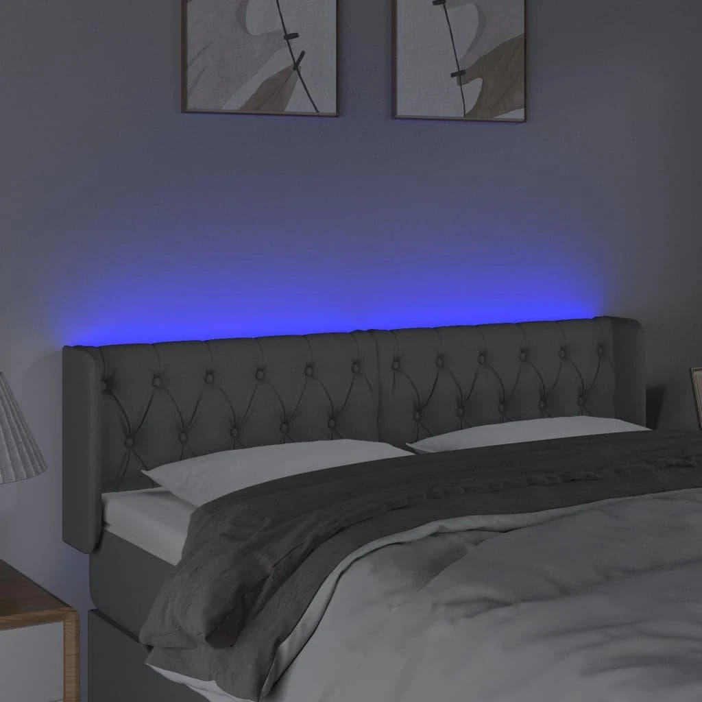 Galvūgalis su LED, šviesiai pilkas, 163x16x78/88cm, audinys
