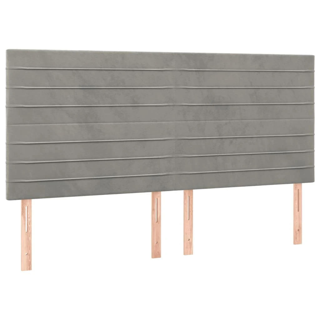 Galvūgalis su LED, šviesiai pilkas, 180x5x118/128cm, aksomas
