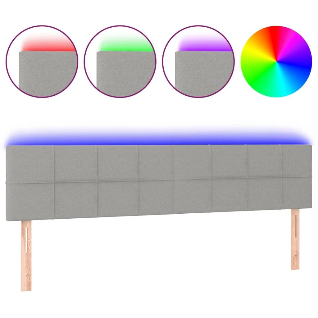 Galvūgalis su LED, šviesiai pilkas, 180x5x78/88cm, audinys