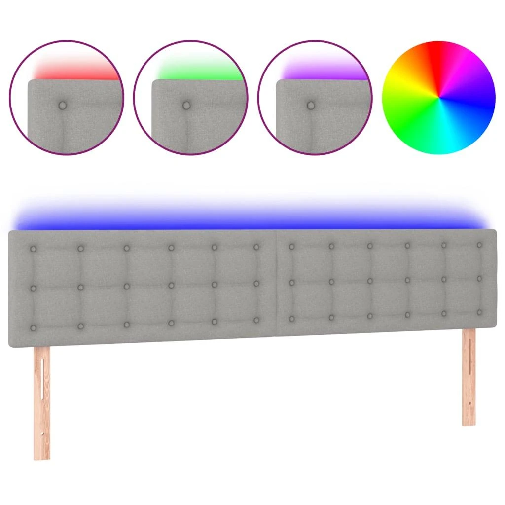 Galvūgalis su LED, šviesiai pilkas, 180x5x78/88cm, audinys