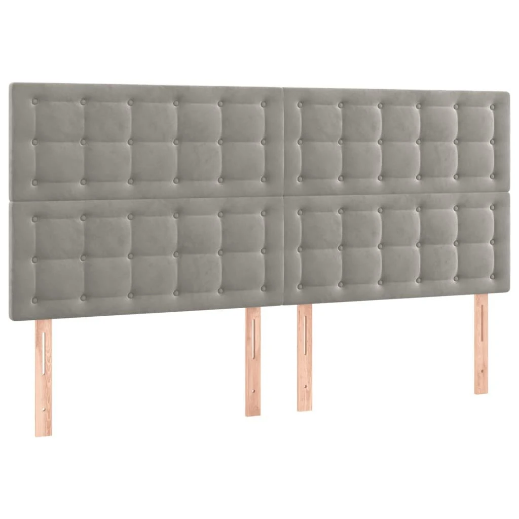 Galvūgalis su LED, šviesiai pilkas, 200x5x118/128cm, aksomas