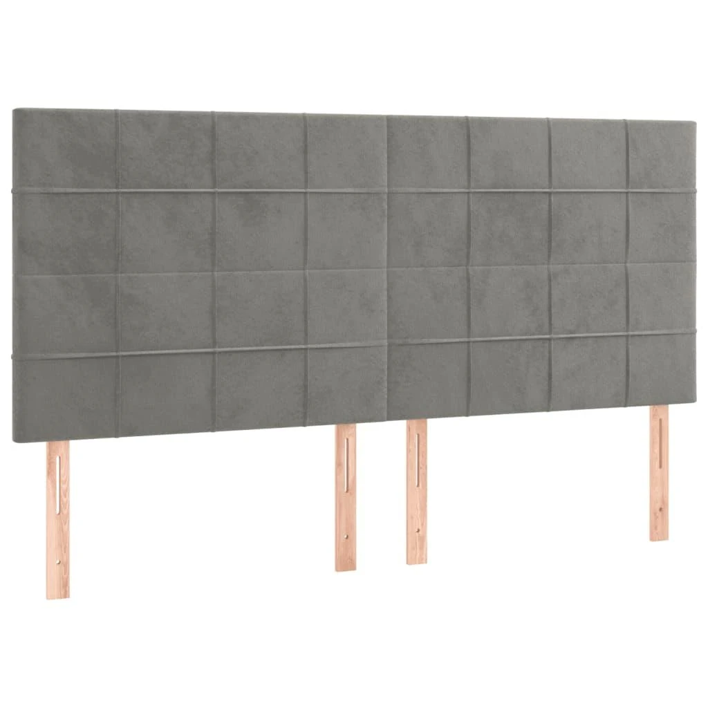 Galvūgalis su LED, šviesiai pilkas, 200x5x118/128cm, aksomas