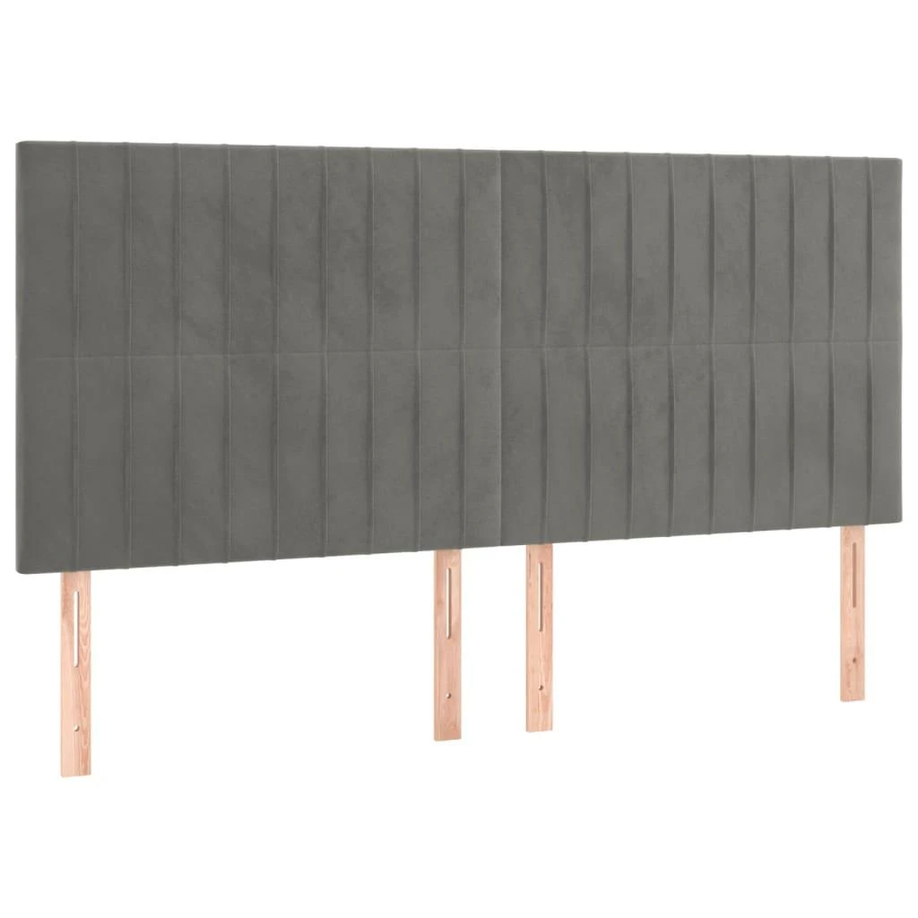 Galvūgalis su LED, šviesiai pilkas, 200x5x118/128cm, aksomas