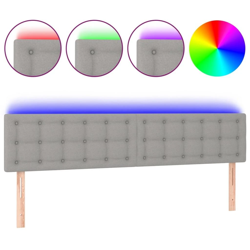 Galvūgalis su LED, šviesiai pilkas, 200x5x78/88cm, audinys