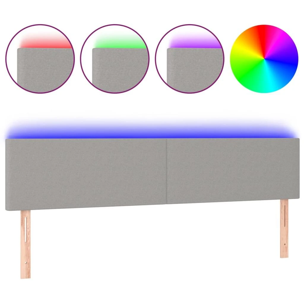 Galvūgalis su LED, šviesiai pilkas, 200x5x78/88cm, audinys