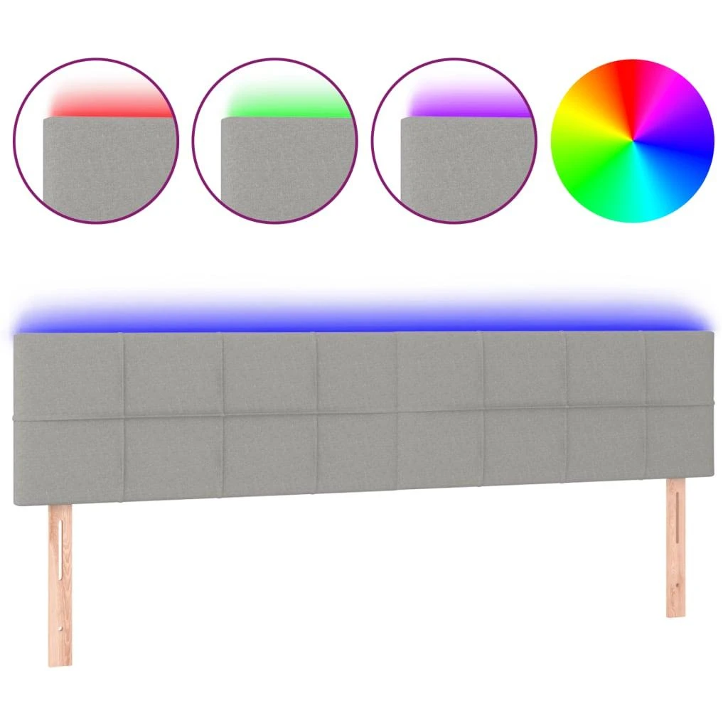 Galvūgalis su LED, šviesiai pilkas, 200x5x78/88cm, audinys