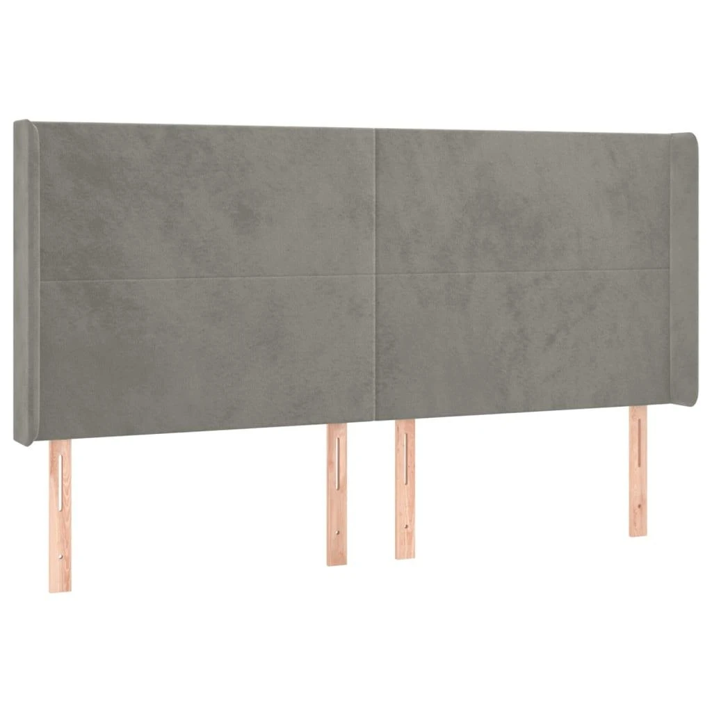 Galvūgalis su LED, šviesiai pilkas, 203x16x118/128cm, aksomas