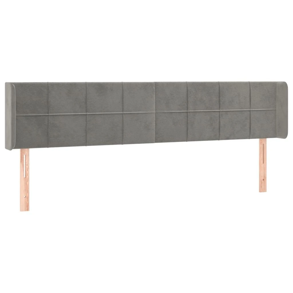 Galvūgalis su LED, šviesiai pilkas, 203x16x78/88cm, aksomas