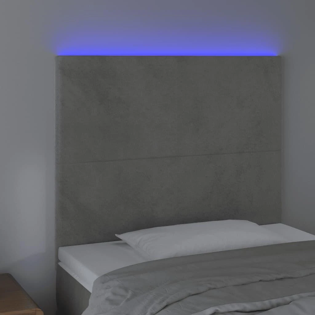 Galvūgalis su LED, šviesiai pilkas, 80x5x118/128cm, aksomas