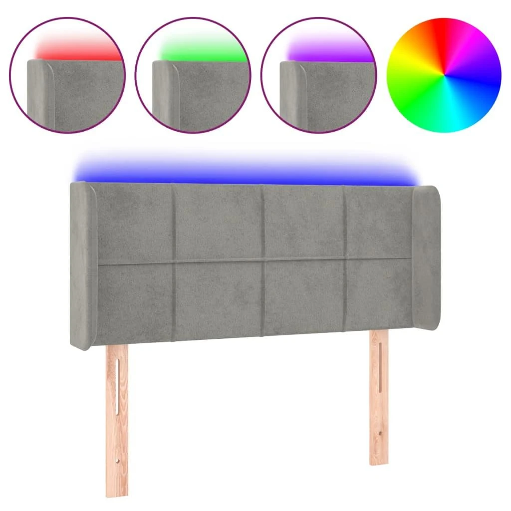 Galvūgalis su LED, šviesiai pilkas, 83x16x78/88cm, aksomas