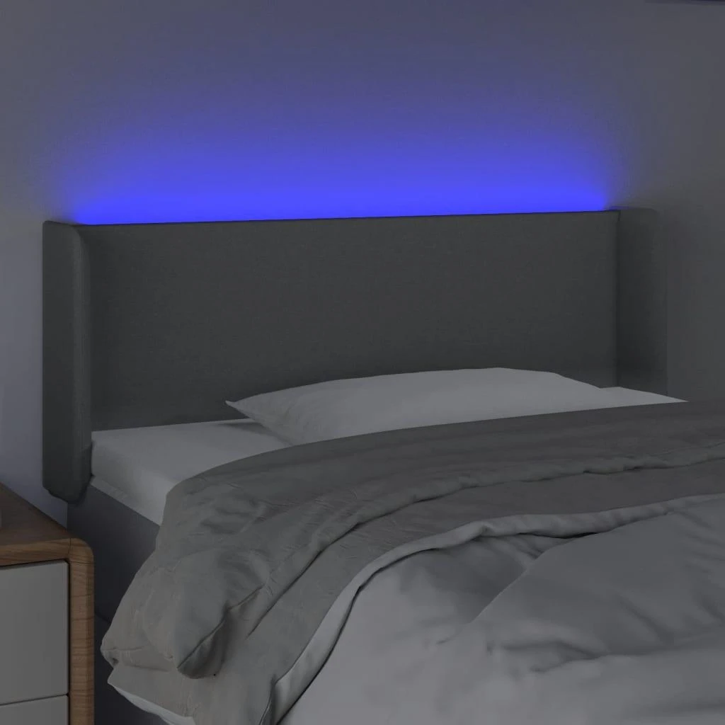 Galvūgalis su LED, šviesiai pilkas, 83x16x78/88cm, audinys
