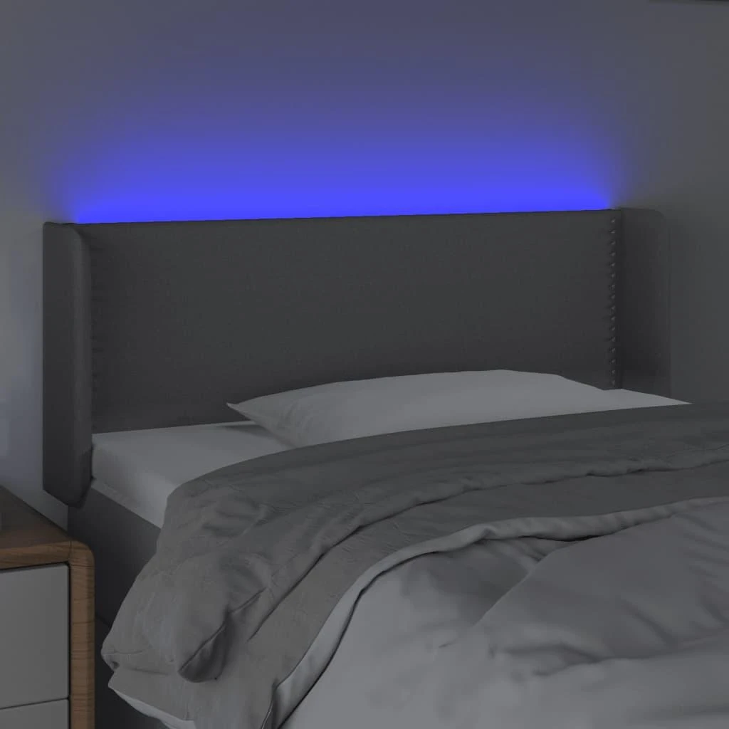 Galvūgalis su LED, šviesiai pilkas, 83x16x78/88cm, audinys