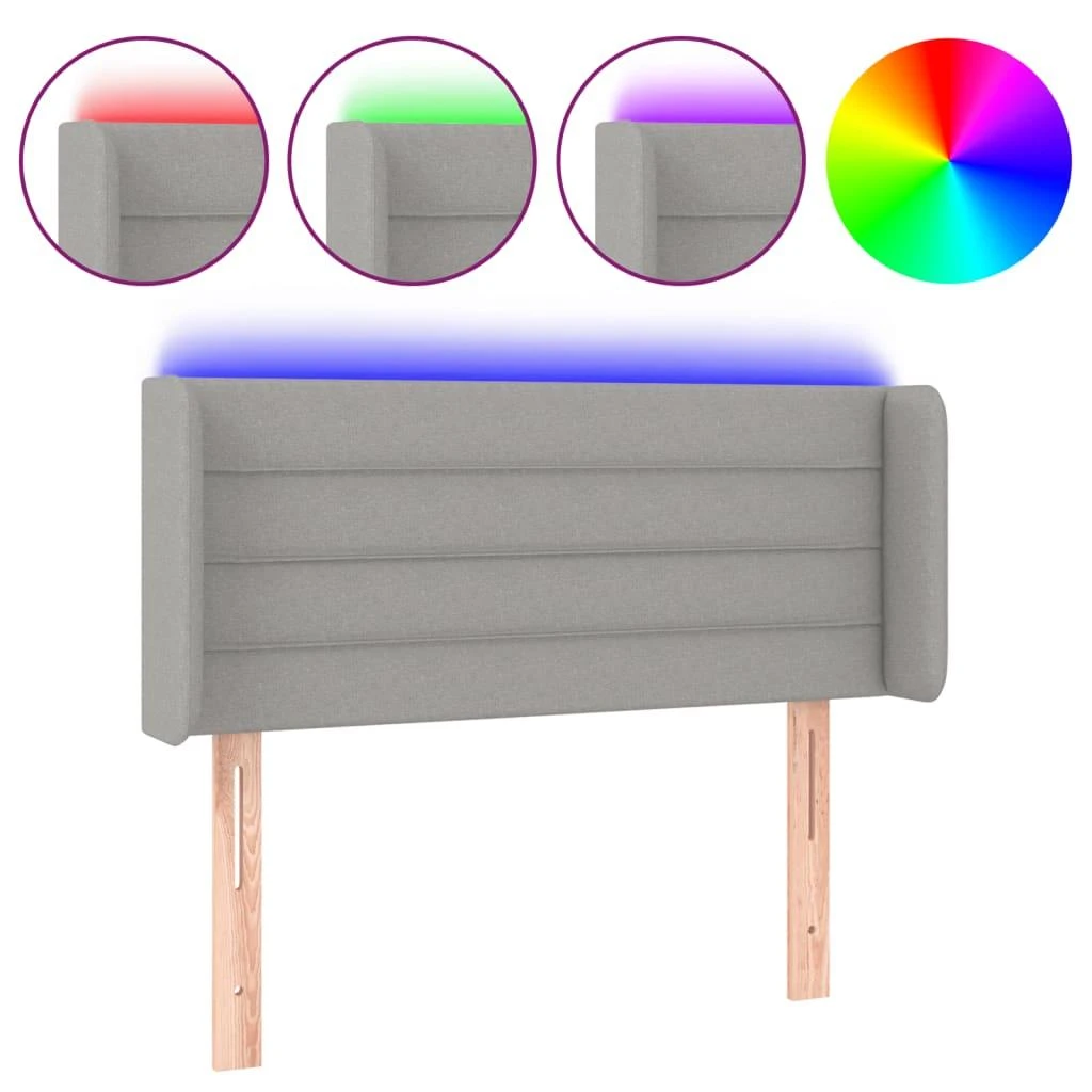 Galvūgalis su LED, šviesiai pilkas, 83x16x78/88cm, audinys