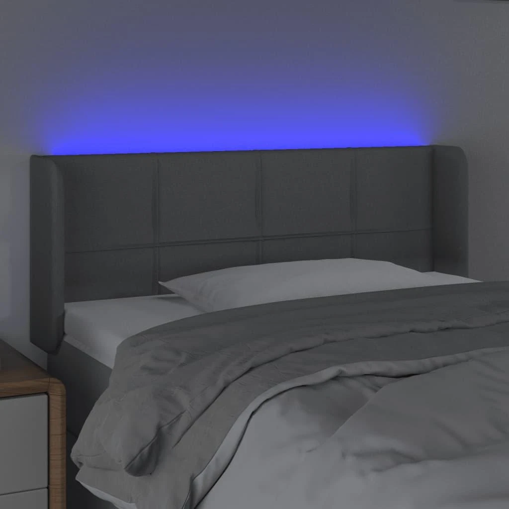 Galvūgalis su LED, šviesiai pilkas, 83x16x78/88cm, audinys