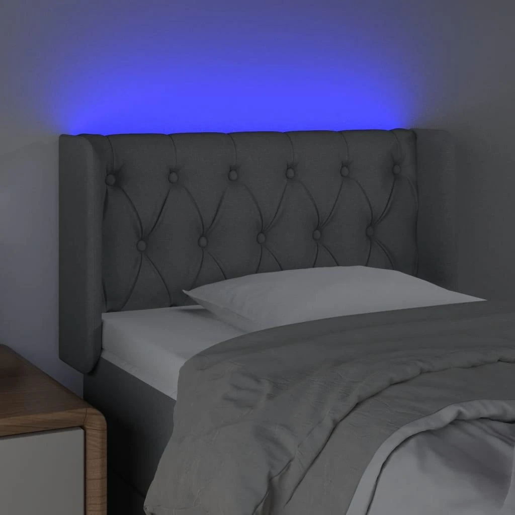 Galvūgalis su LED, šviesiai pilkas, 83x16x78/88cm, audinys