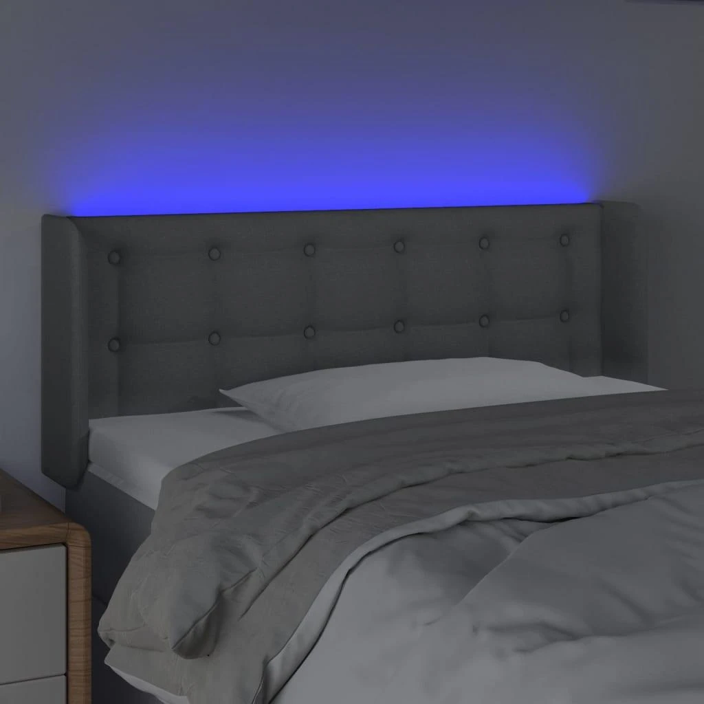 Galvūgalis su LED, šviesiai pilkas, 83x16x78/88cm, audinys