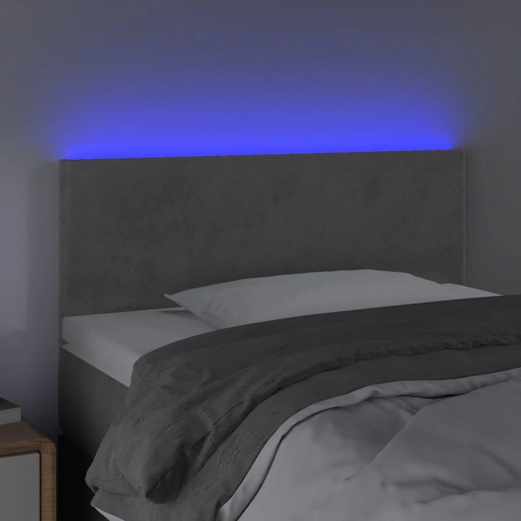 Galvūgalis su LED, šviesiai pilkas, 90x5x78/88cm, aksomas